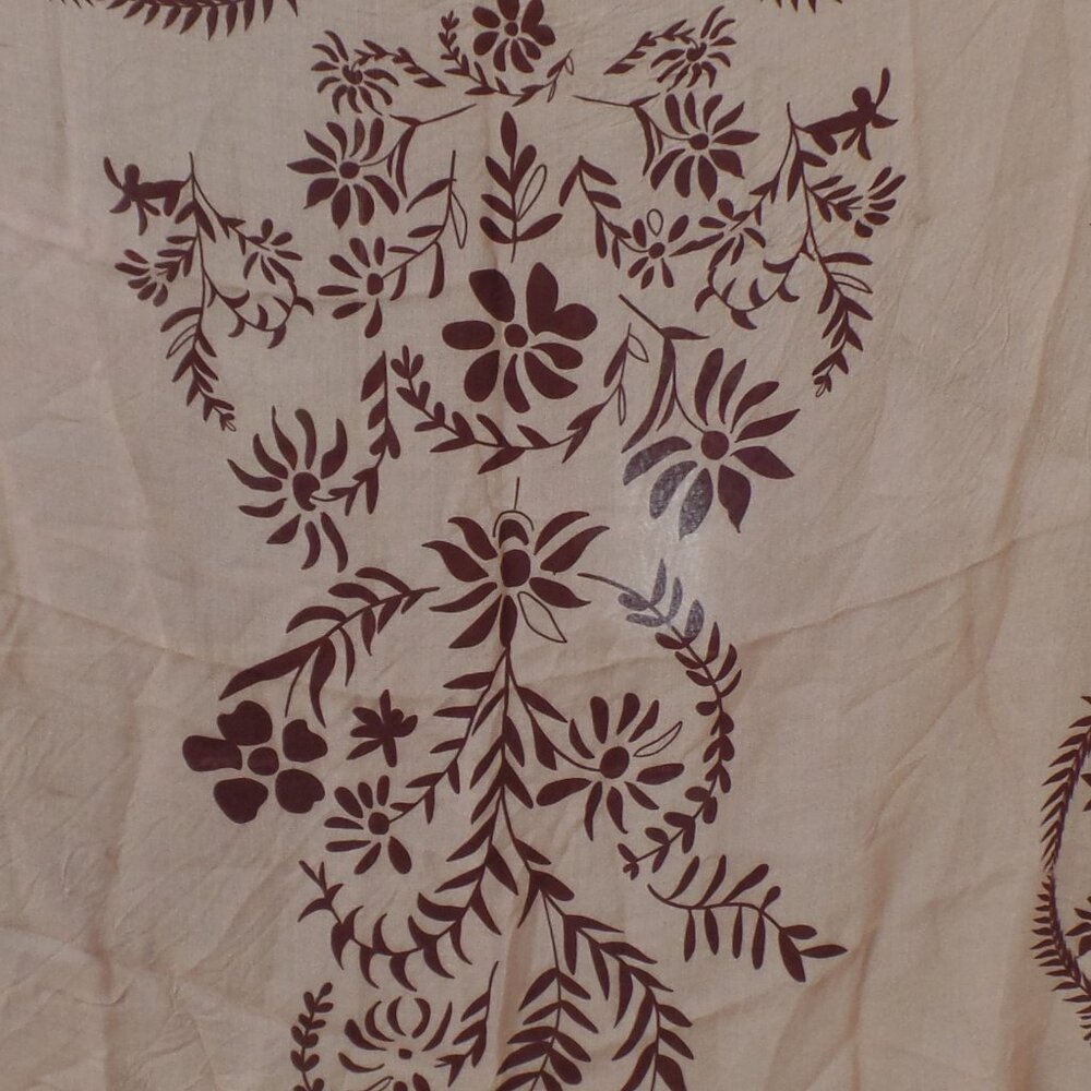 Free People Iconic Print Bandana Scarf 27" x 27" TAN with Brown Floral NWOT - Picture 7 of 8